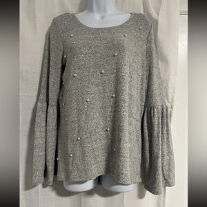 Vera Wang Pearl Embellished Bell Sleeve Loose Fit XS